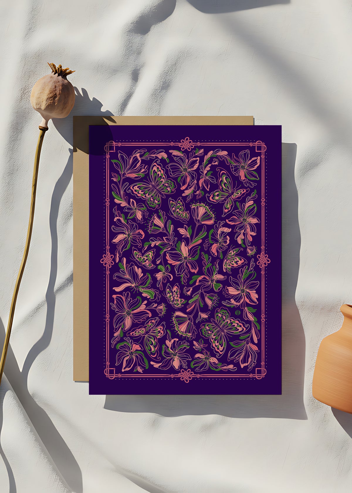 Whispering Butterfly Bandana (Deep Purple) — Korean Knot Art Collection