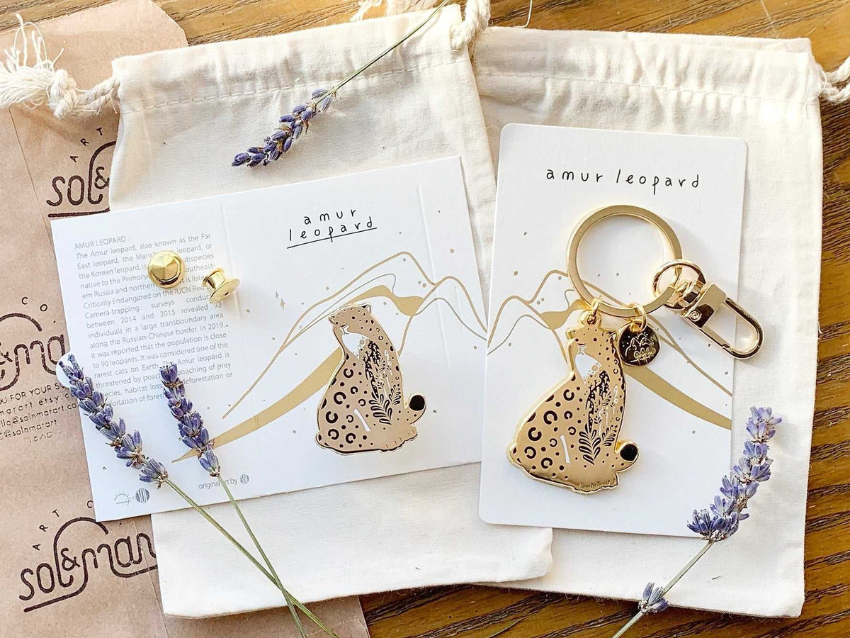 Leopard Enamel Keychain + Pin Set Keychains