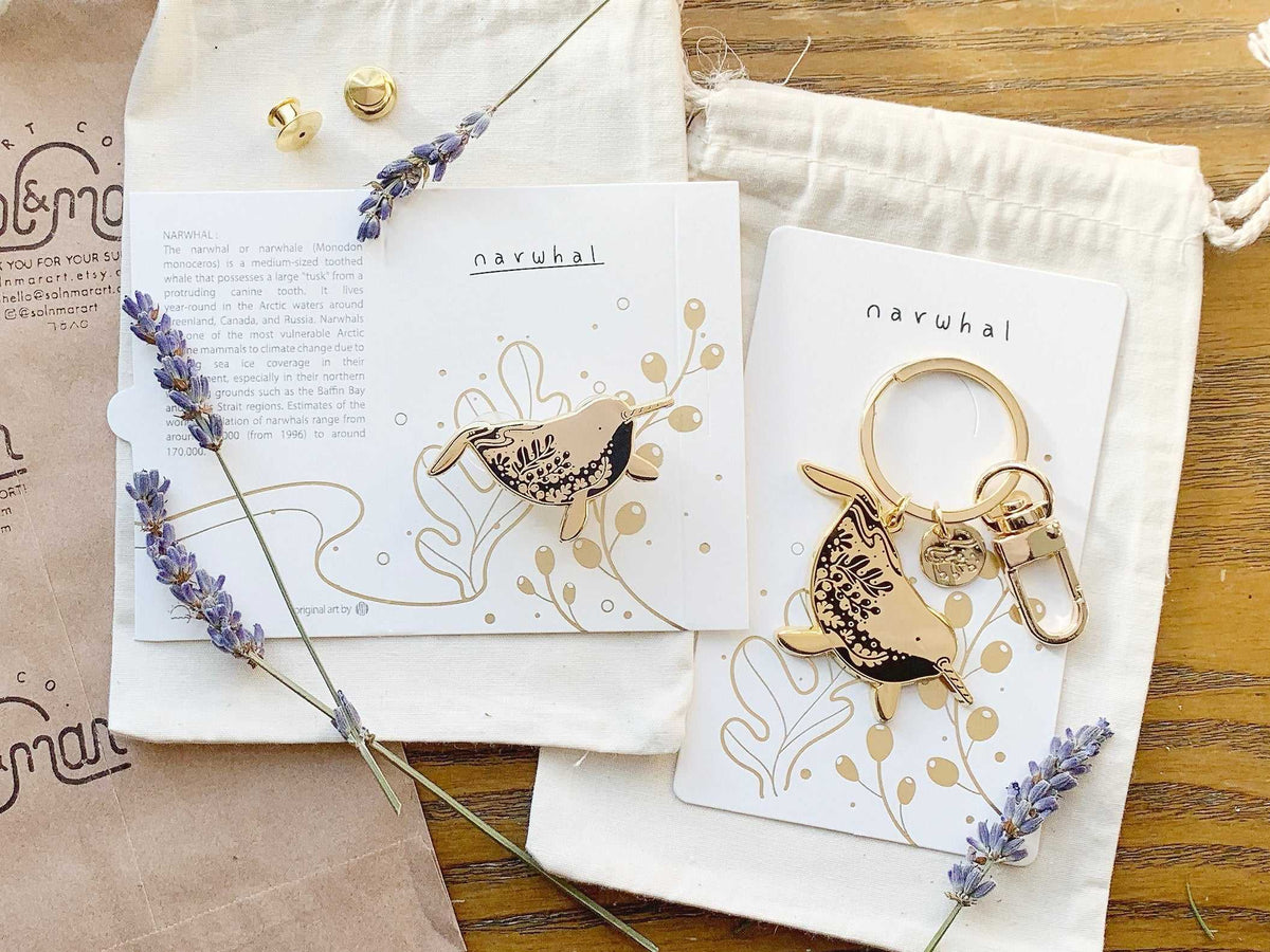 Narwhal Enamel Keychain + Pin Set Keychains