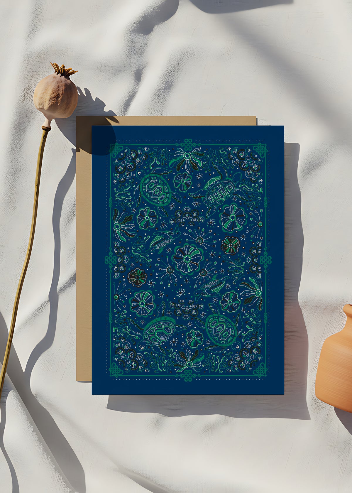 Timeless Turtle Bandana (Sea Blue) — Korean Knot Art Collection