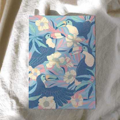Toucan in the Floral Jungle Art Print Postcard Post Cards