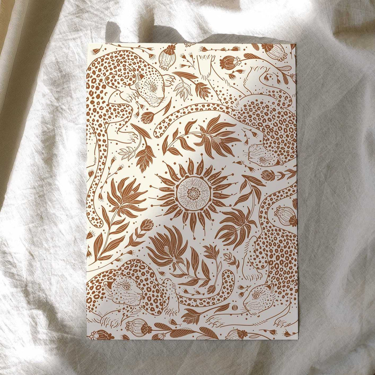 Leopard, and the Sun Art Print Postcard Post Cards