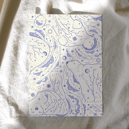 Polar Bear, and the Northern Sky Art Print Postcard Post Cards