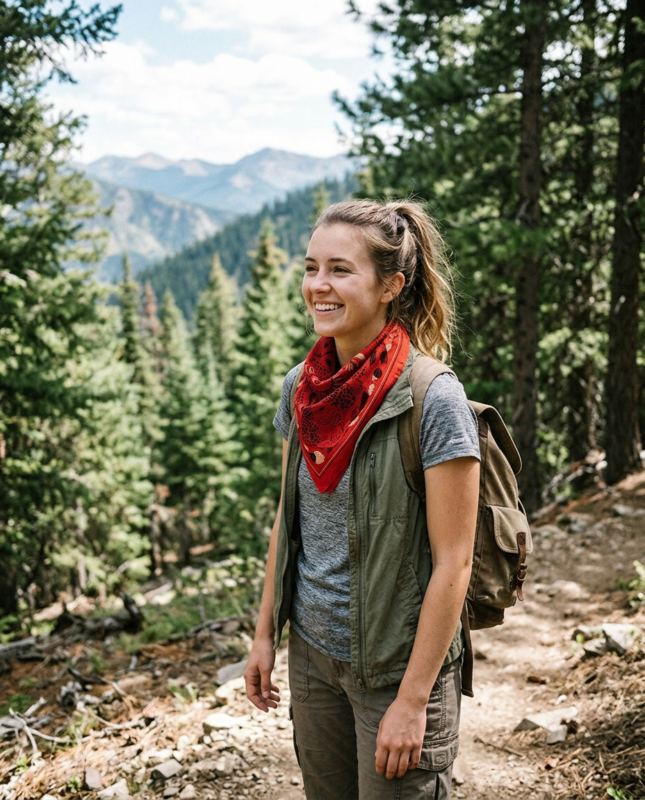 Leopard, and the Sun Bandana Scarf (Red)
