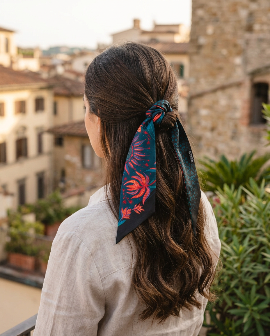 Floral Leopard Art Silk Twilly