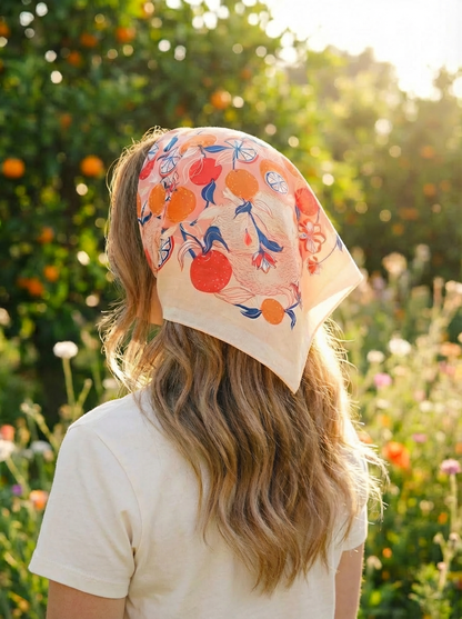 Capybara Yuzu Art Bandana Scarf (Pink-Orange)