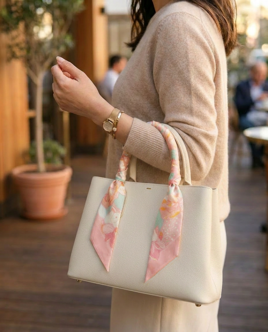 Floral Bunny Art Silk Twilly