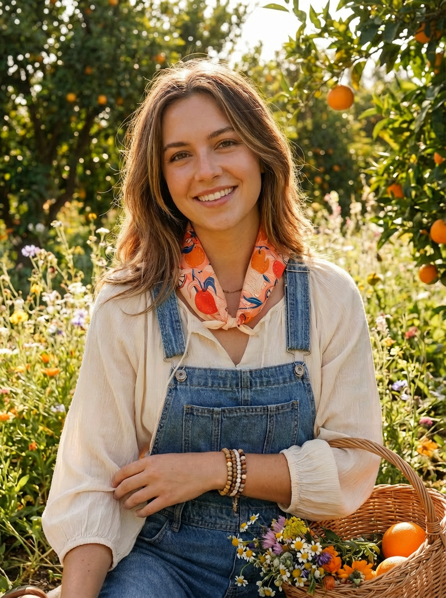 Capybara Yuzu Art Bandana Scarf (Pink-Orange)