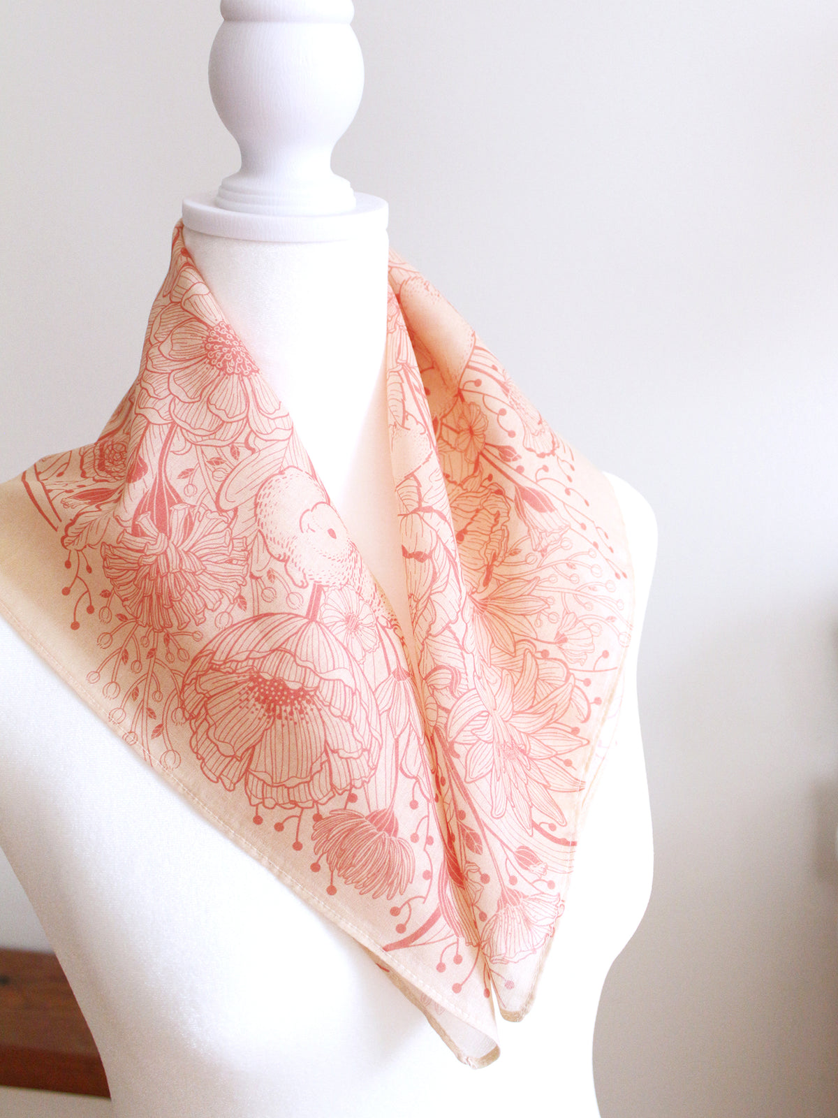 Floral Bunny Bandana Scarf (Pastel Pink)