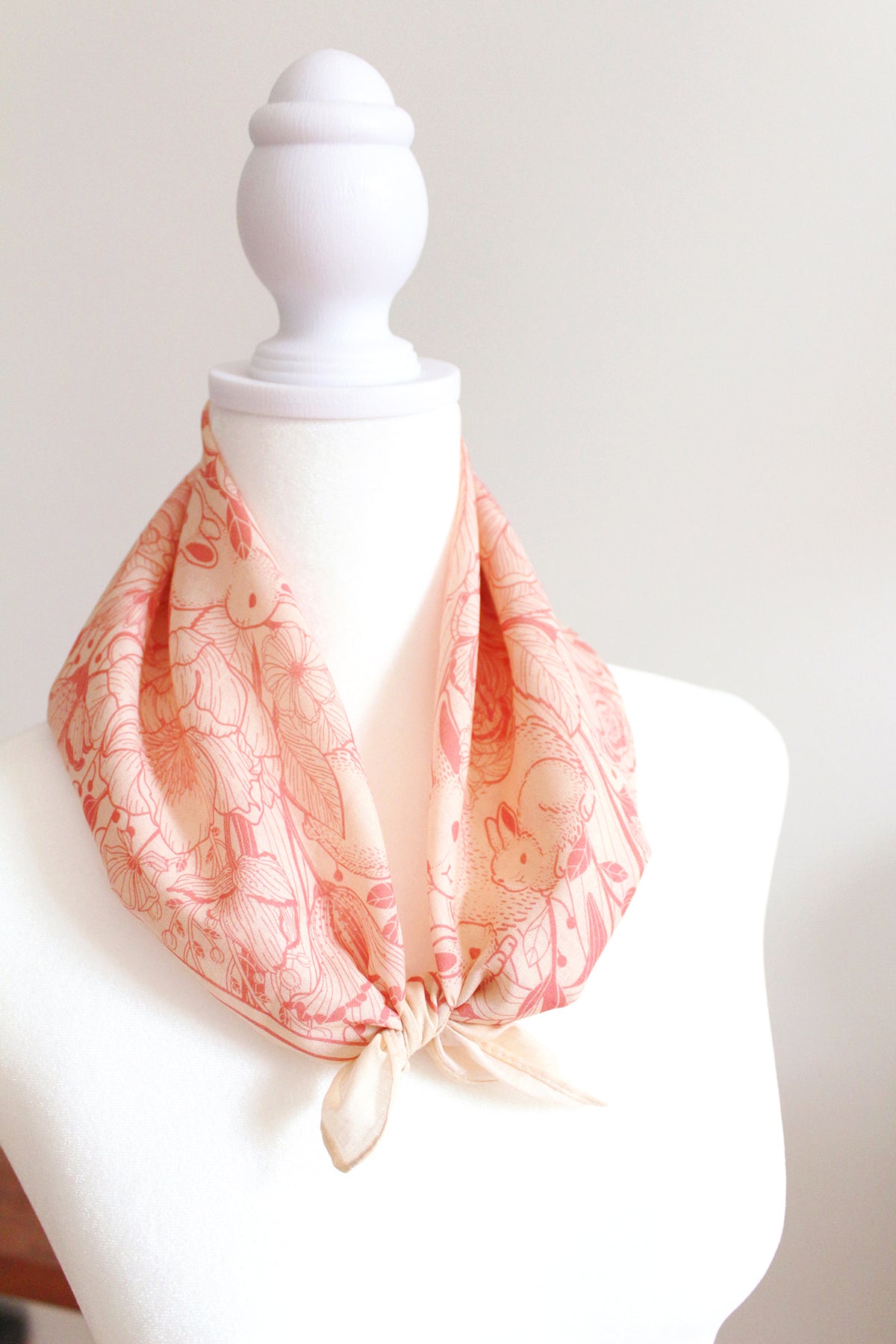 Floral Bunny Bandana Scarf (Pastel Pink)