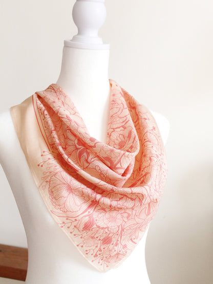 Floral Bunny Bandana Scarf (Pastel Pink)