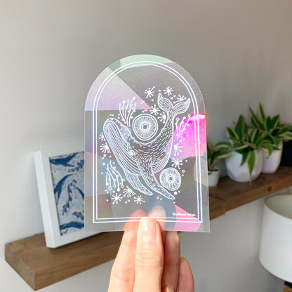 Whale, and the Ocean Suncatcher Sticker
