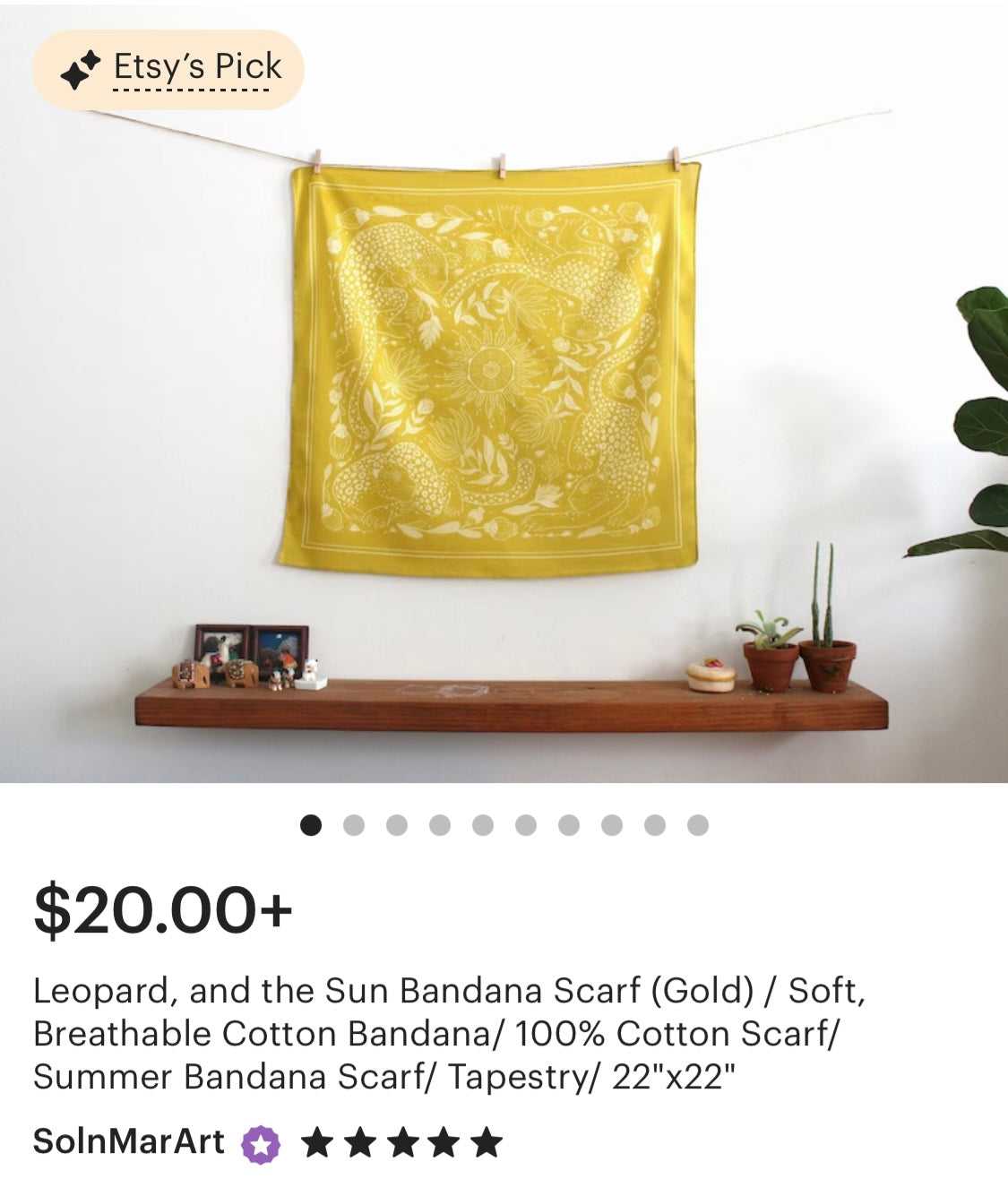 Leopard, and the Sun Bandana Scarf (Mustard) Bandana Scarf