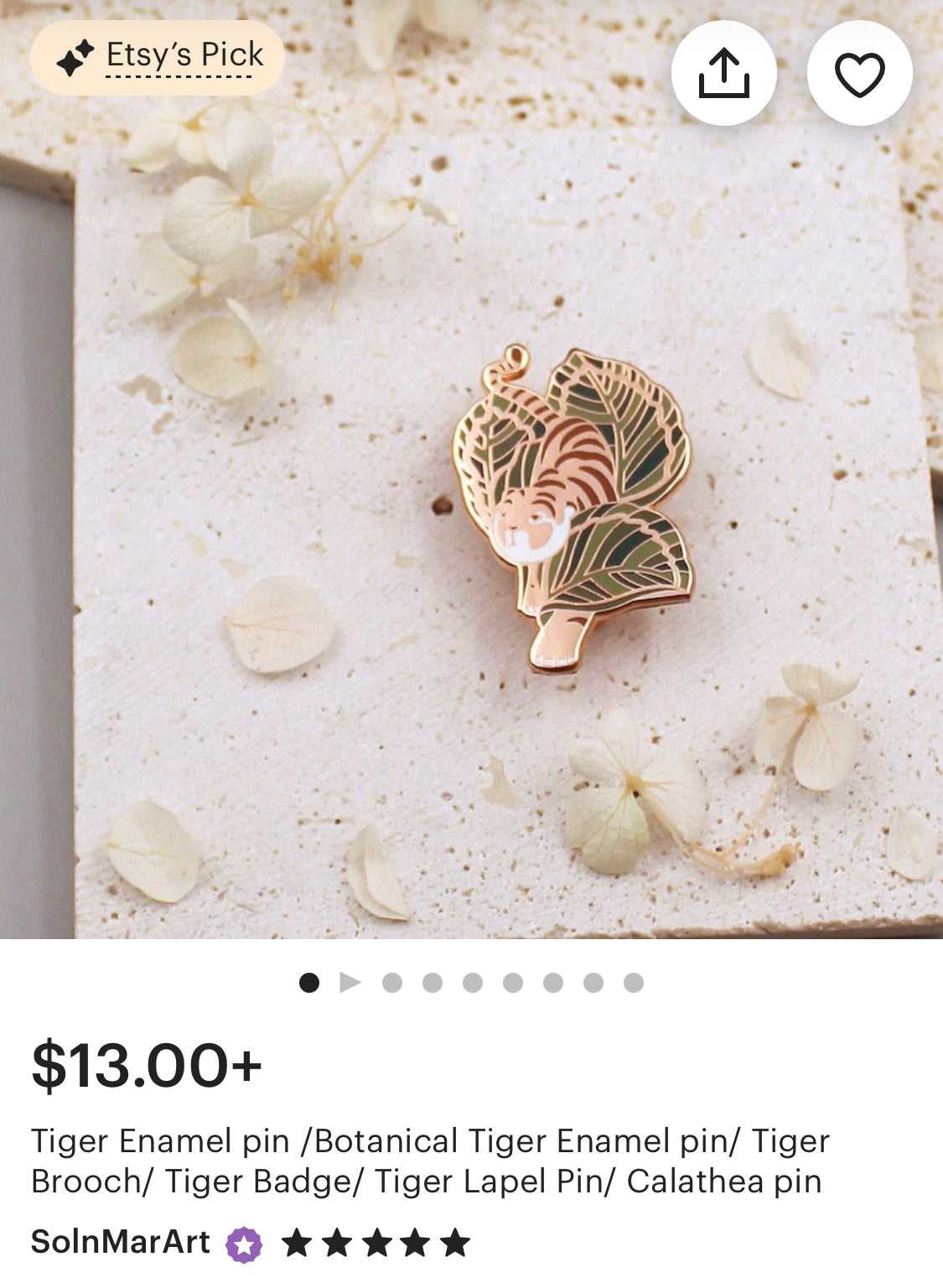 Tiger, Calathea Enamel Pin Brooches & Lapel Pins