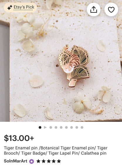 Tiger, Calathea Enamel Pin Brooches & Lapel Pins