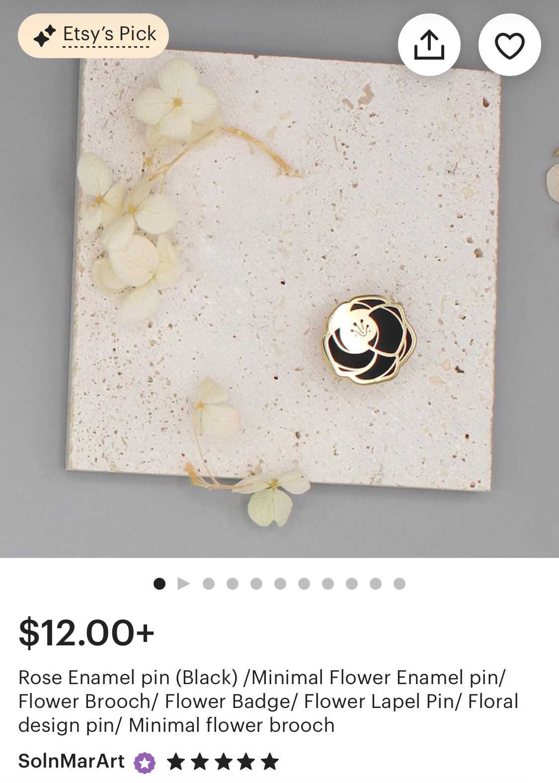 Rose Enamel Pin (black) Brooches & Lapel Pins
