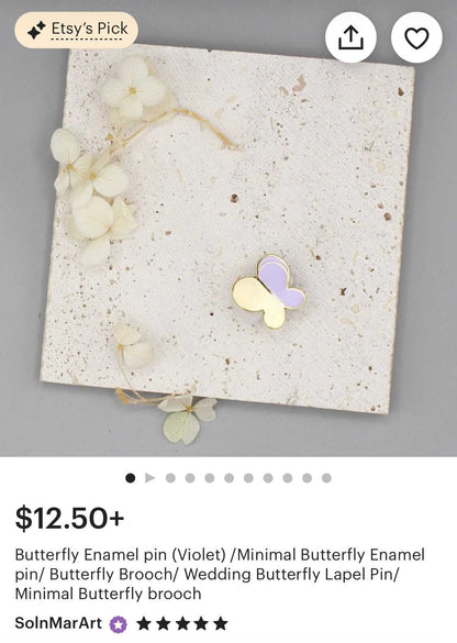 Butterfly Enamel Pin (Violet) Brooches & Lapel Pins