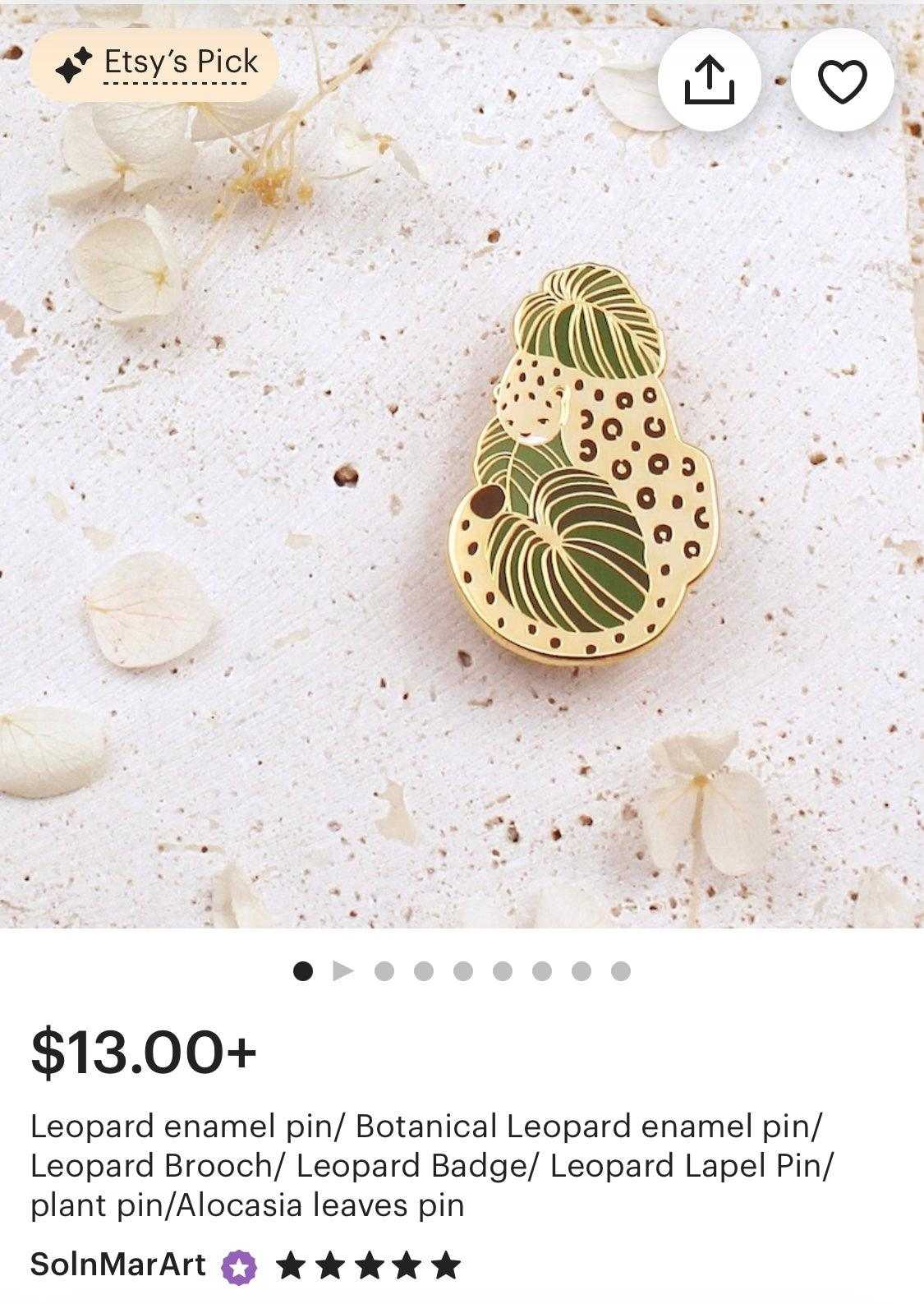 Leopard, Alocasia leaves Enamel Pin Brooches & Lapel Pins