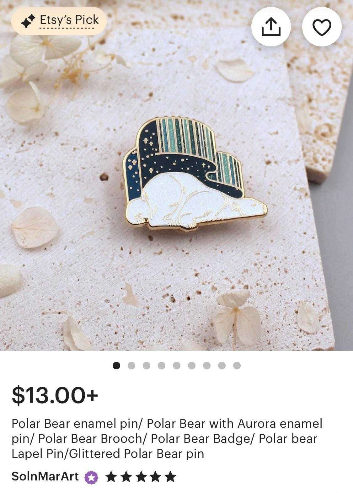 Polar Bear, Aurora Enamel Pin Brooches & Lapel Pins
