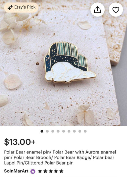 Polar Bear, Aurora Enamel Pin Brooches & Lapel Pins