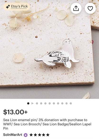 Sea Lion Enamel Pin Brooches & Lapel Pins
