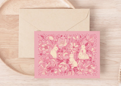 Bunny in the Floral Breeze Art Print Postcard