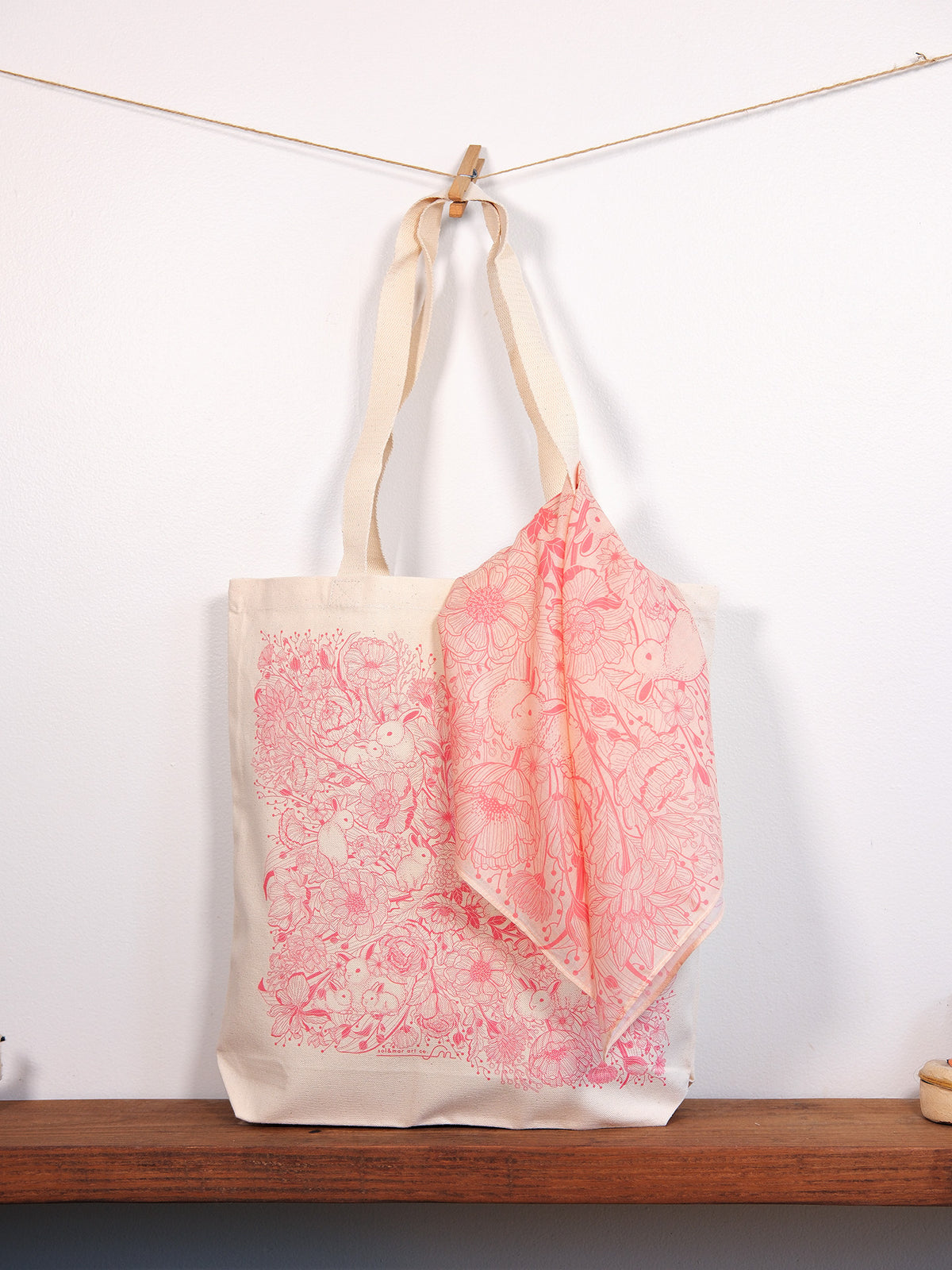 Floral Bunny Bandana Scarf (Pastel Pink)