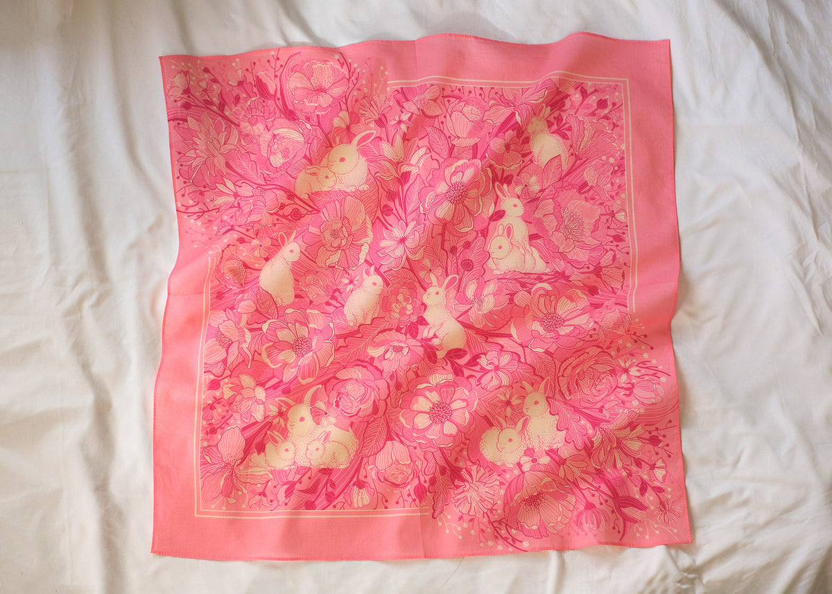 Floral Bunny Bandana Scarf (Pink)
