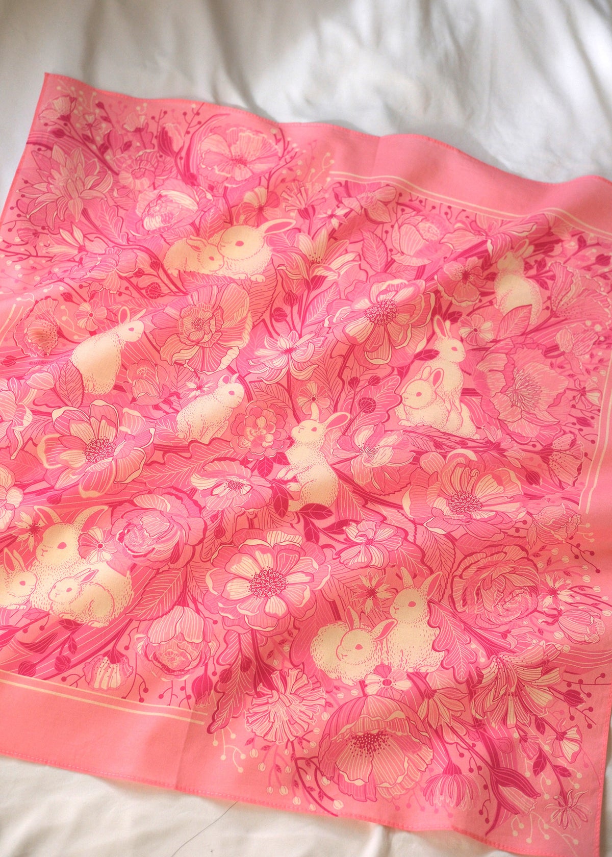 Floral Bunny Bandana Scarf (Pink)