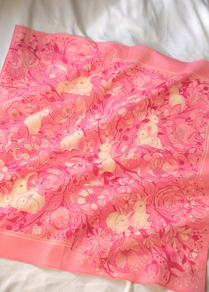 Floral Bunny Bandana Scarf (Pink)