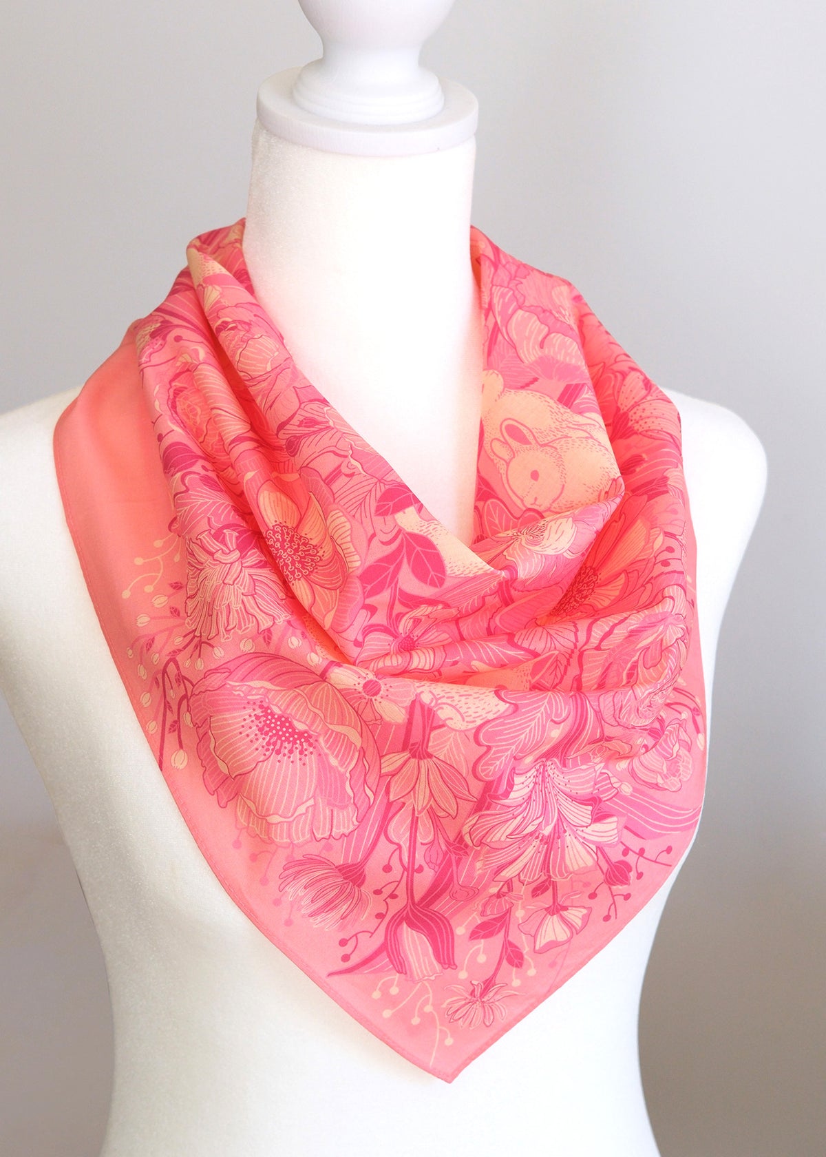 Floral Bunny Bandana Scarf (Pink)