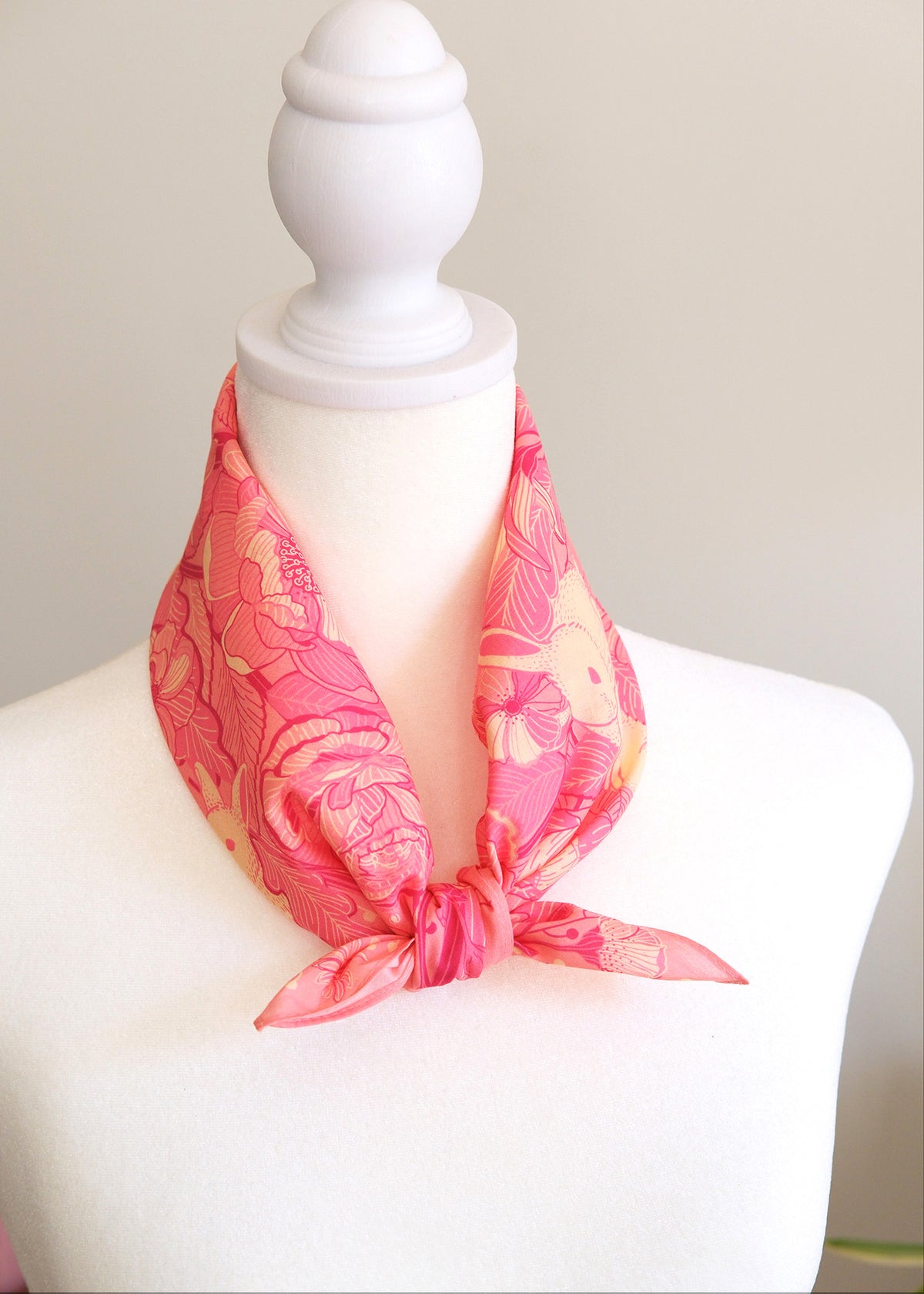 Floral Bunny Bandana Scarf (Pink)