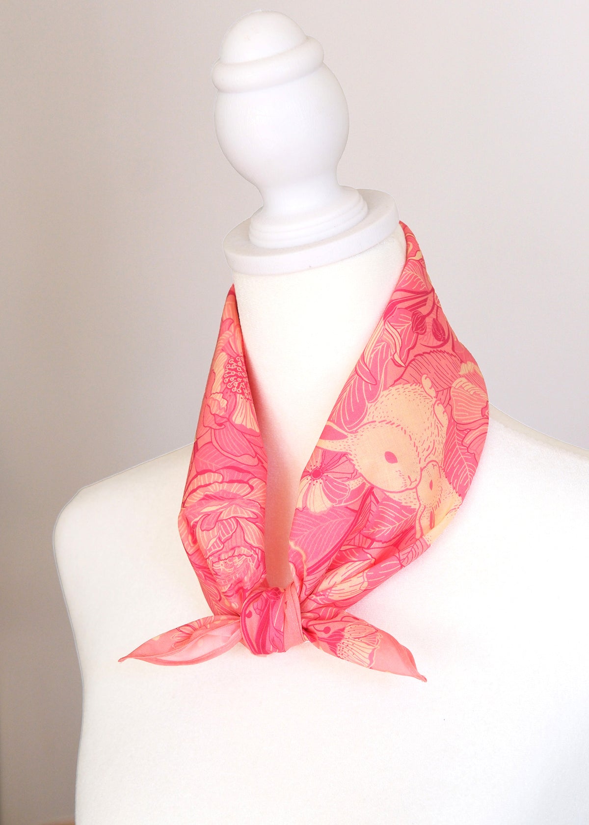 Floral Bunny Bandana Scarf (Pink)