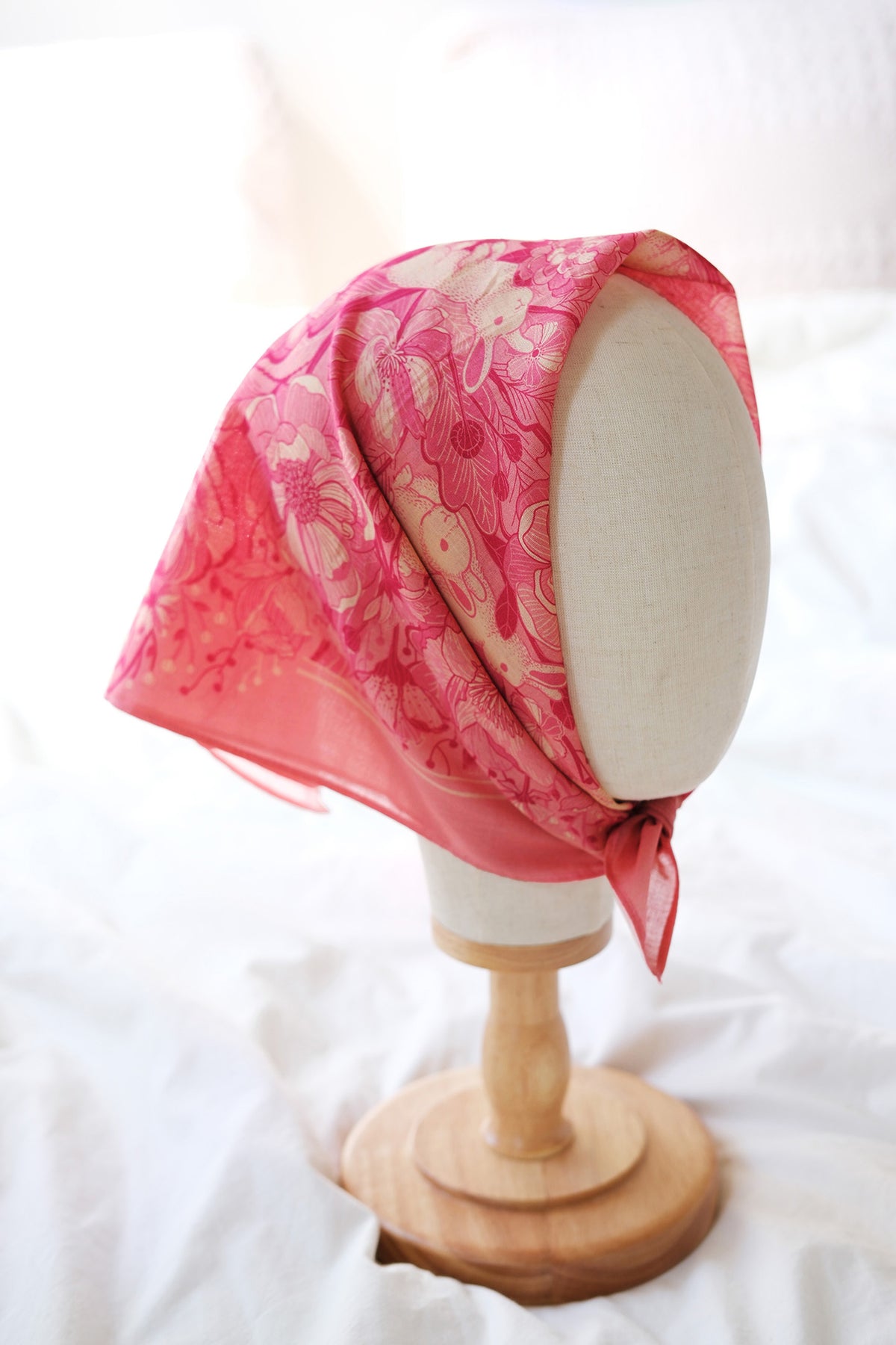 Floral Bunny Bandana Scarf (Pink)