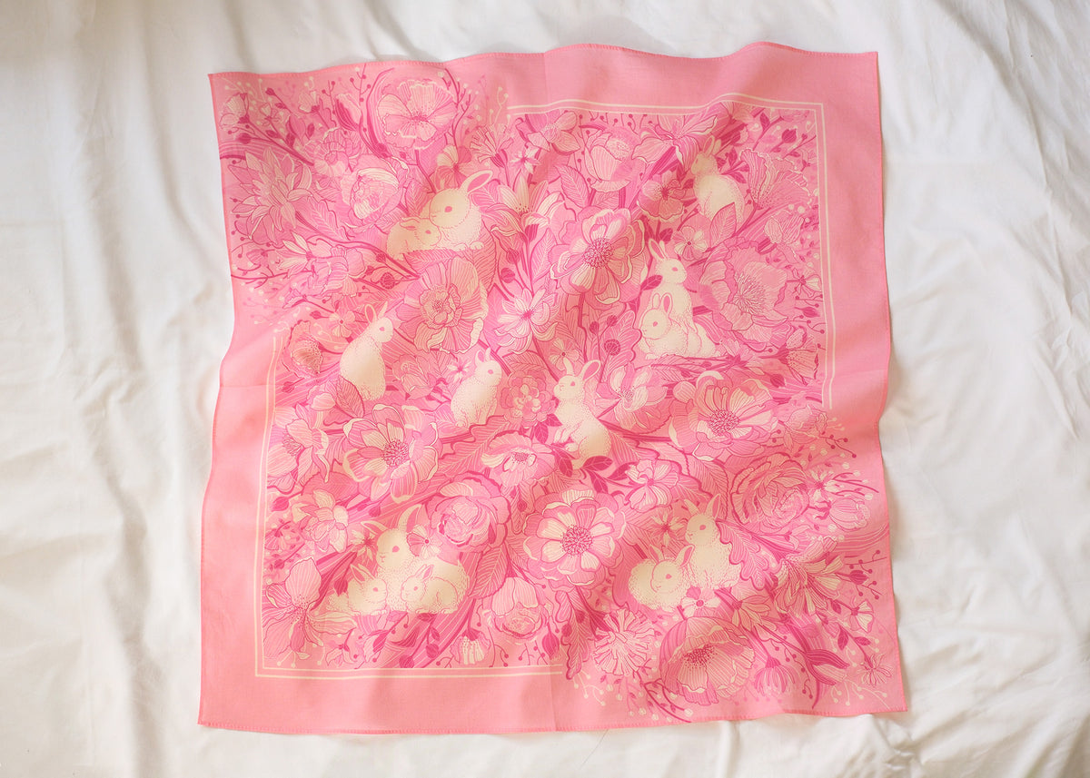 Bunny Rabbit Tote bag + Bandana Scarf Set (Pink)