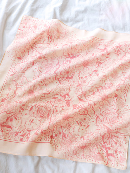 Floral Bunny Bandana Scarf (Pastel Pink)