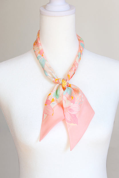 Floral Bunny Art Silk Twilly