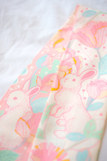 Floral Bunny Art Silk Twilly
