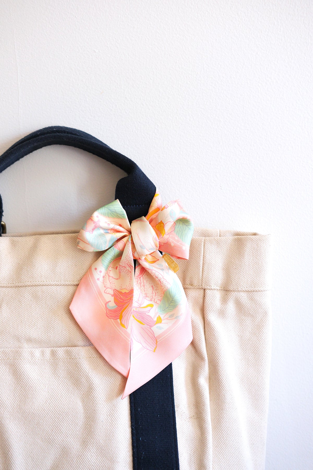 Floral Bunny Art Silk Twilly