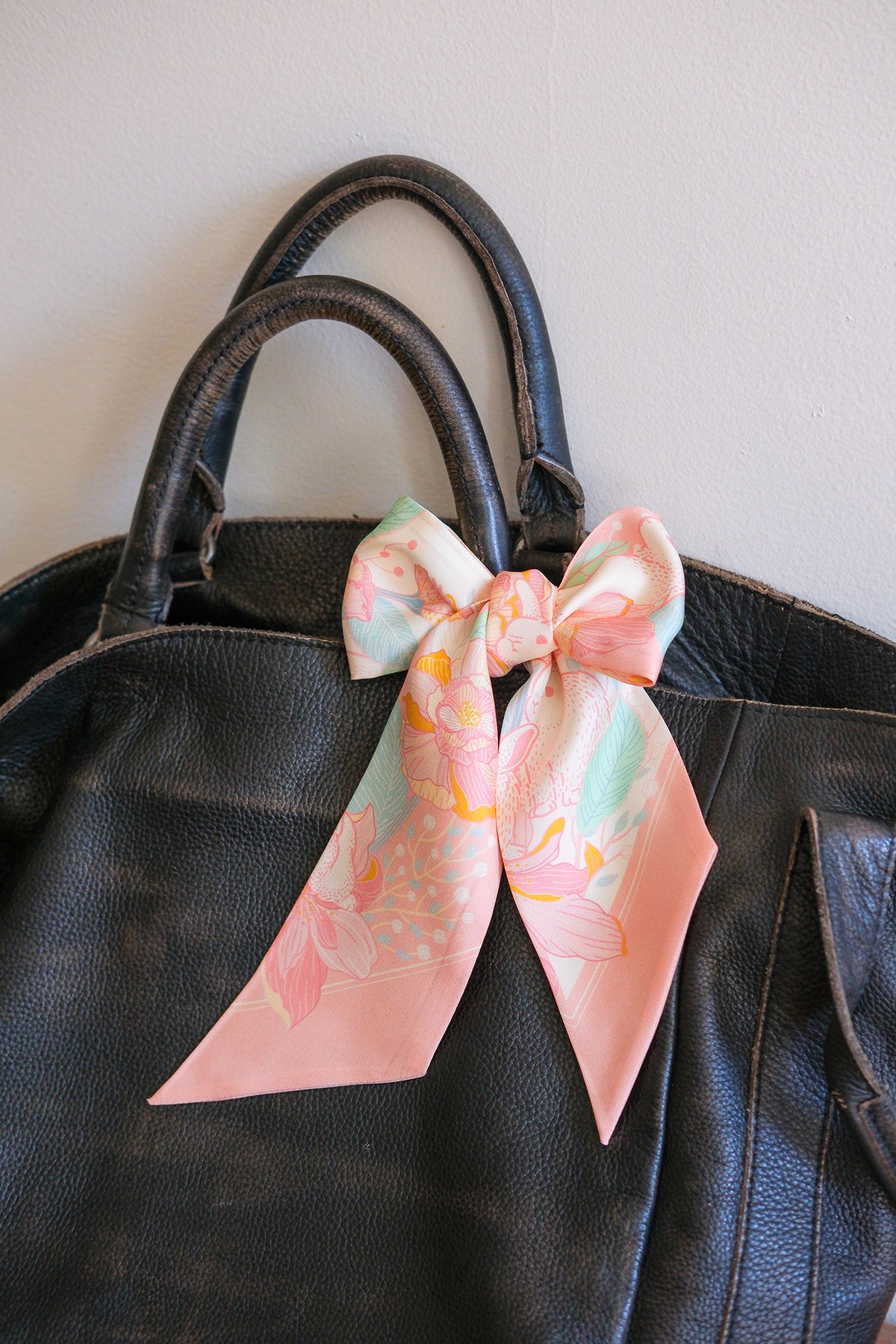 Floral Bunny Art Silk Twilly