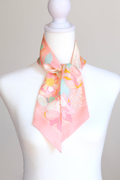 Floral Bunny Art Silk Twilly