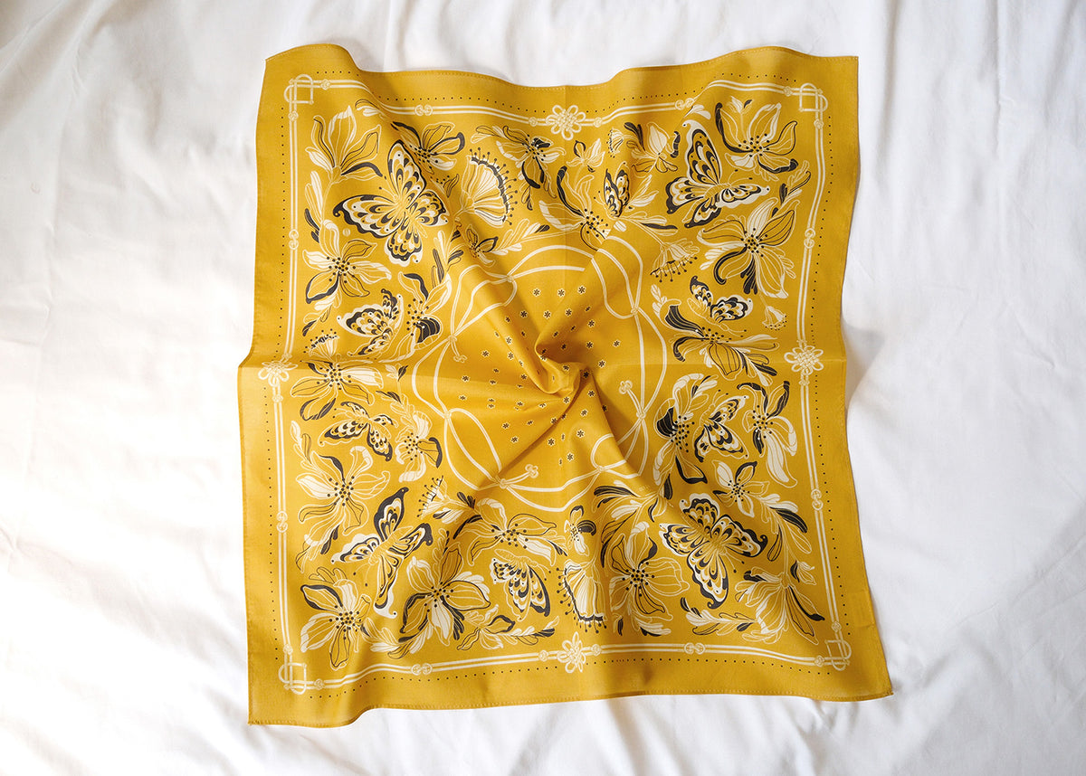 Whispering Butterfly Bandana (Mustard) — Korean Knot Art Collection