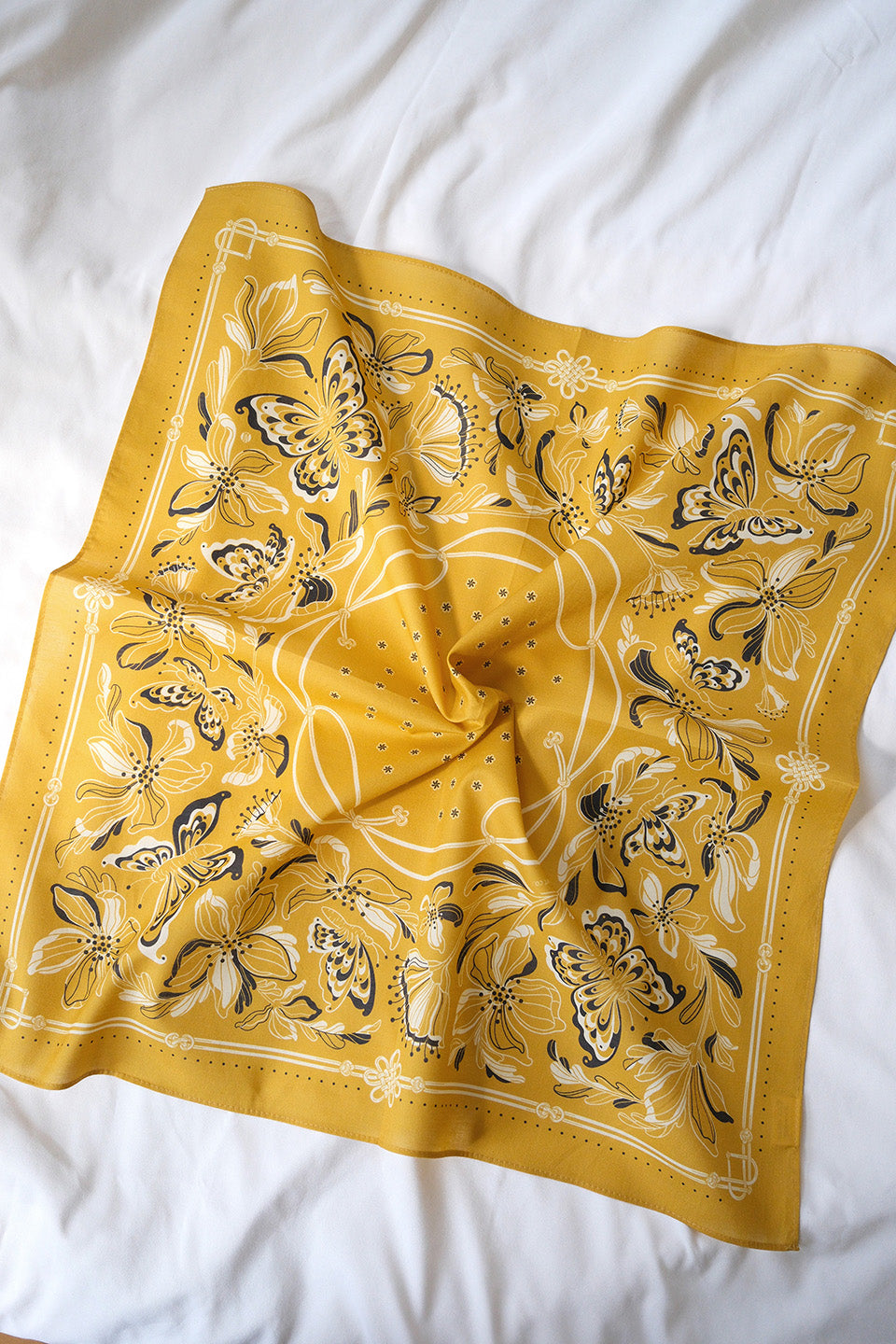 Whispering Butterfly Bandana (Mustard) — Korean Knot Art Collection