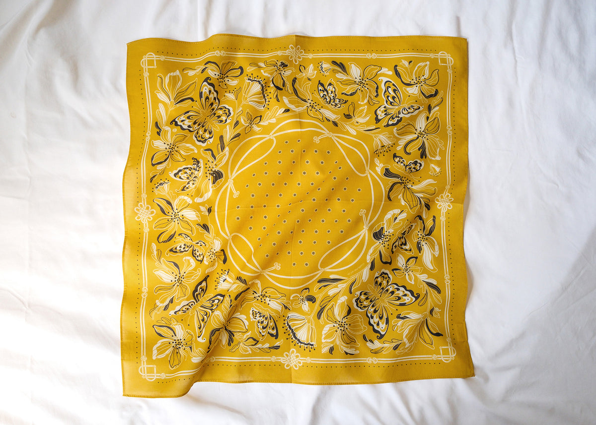 Whispering Butterfly Bandana (Mustard) — Korean Knot Art Collection