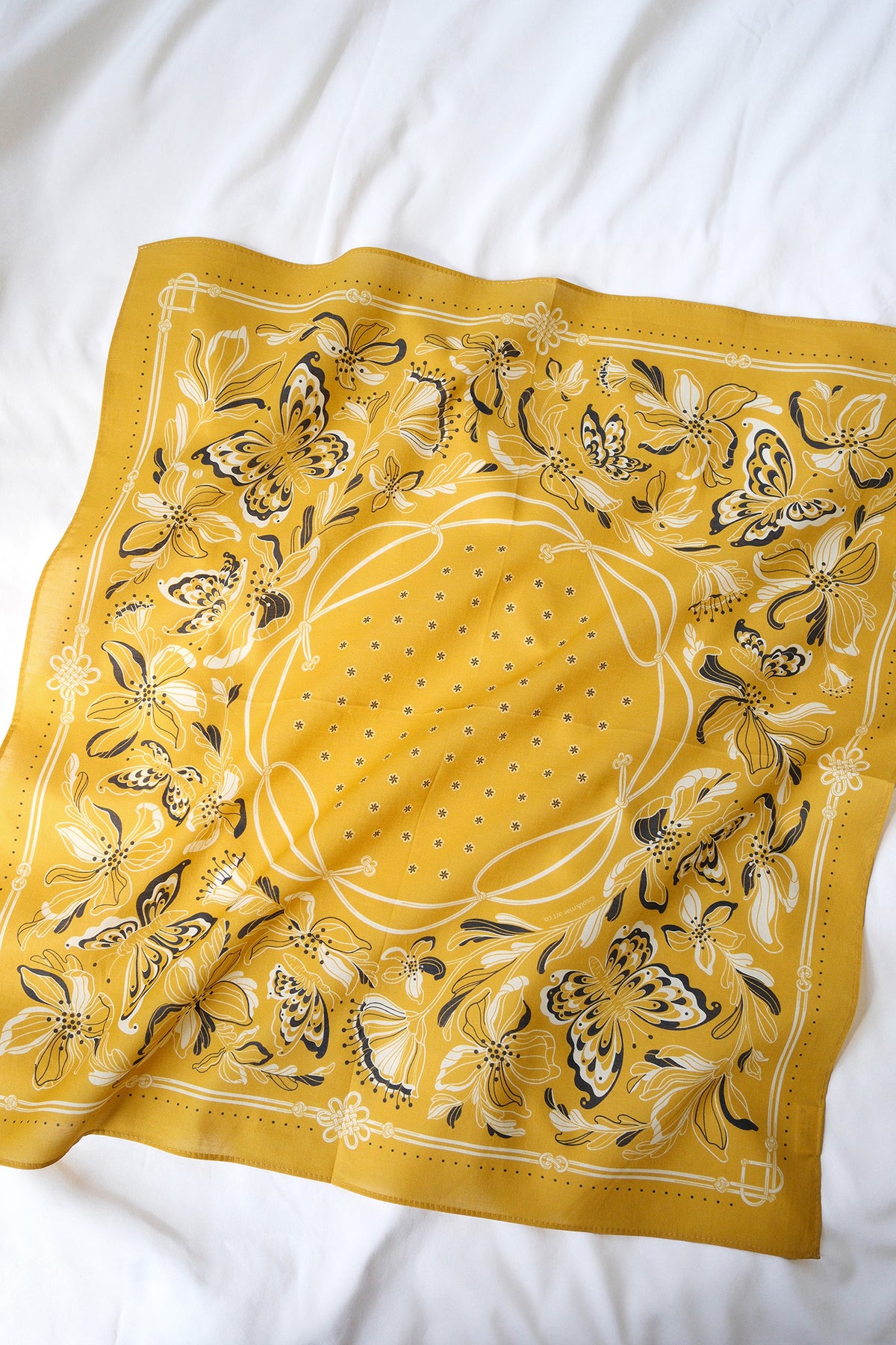 Whispering Butterfly Bandana (Mustard) — Korean Knot Art Collection
