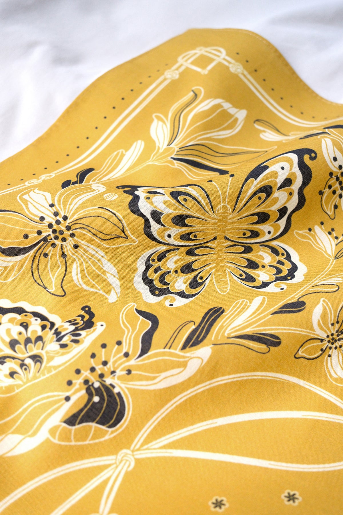 Whispering Butterfly Bandana (Mustard) — Korean Knot Art Collection
