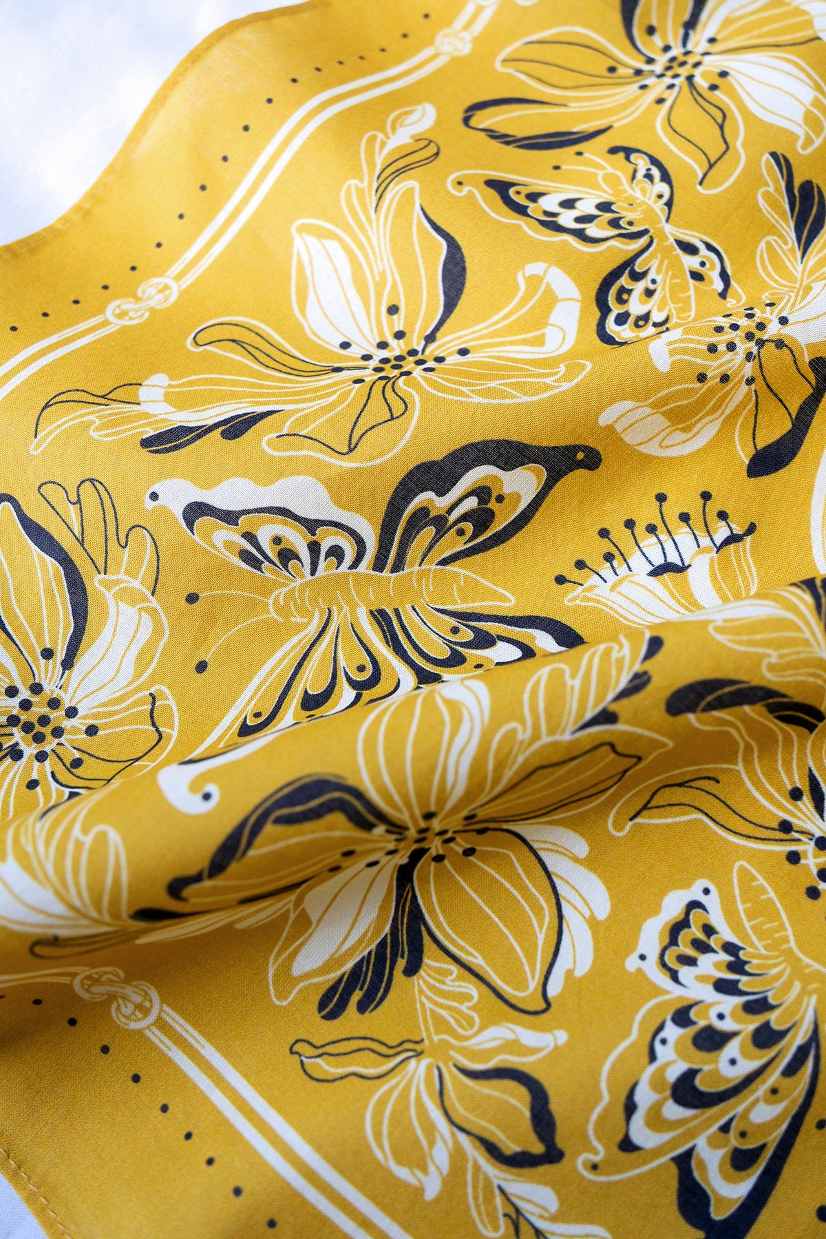 Whispering Butterfly Bandana (Mustard) — Korean Knot Art Collection