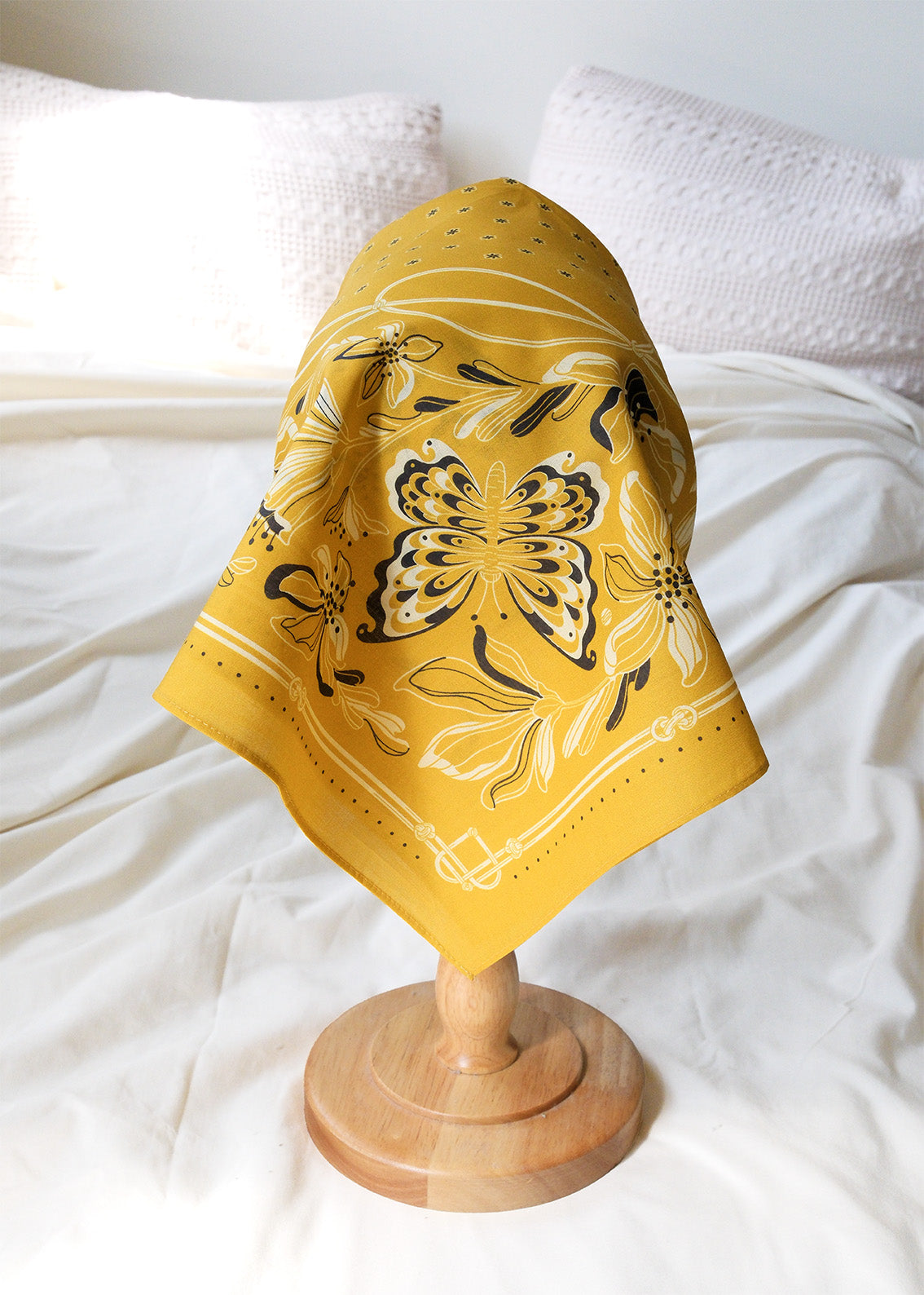 Whispering Butterfly Bandana (Mustard) — Korean Knot Art Collection
