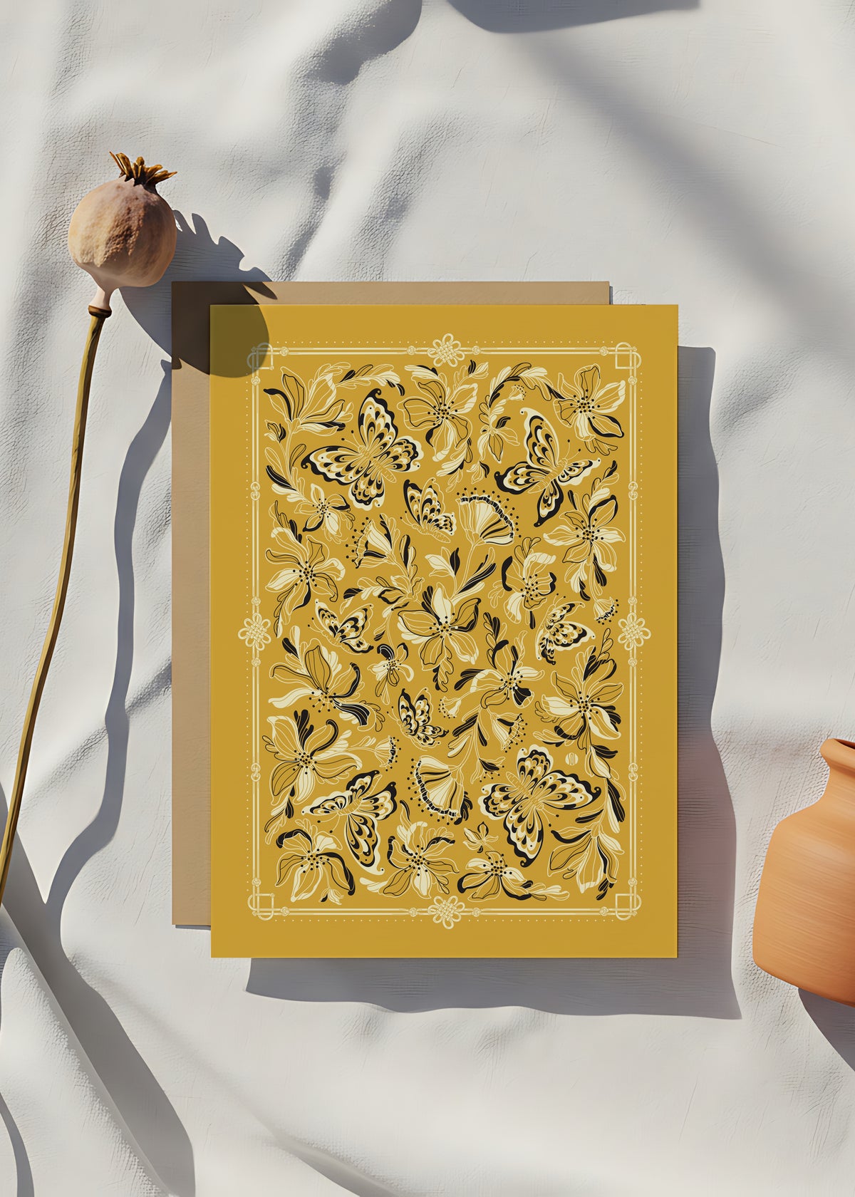 Whispering Butterfly Bandana (Mustard) — Korean Knot Art Collection
