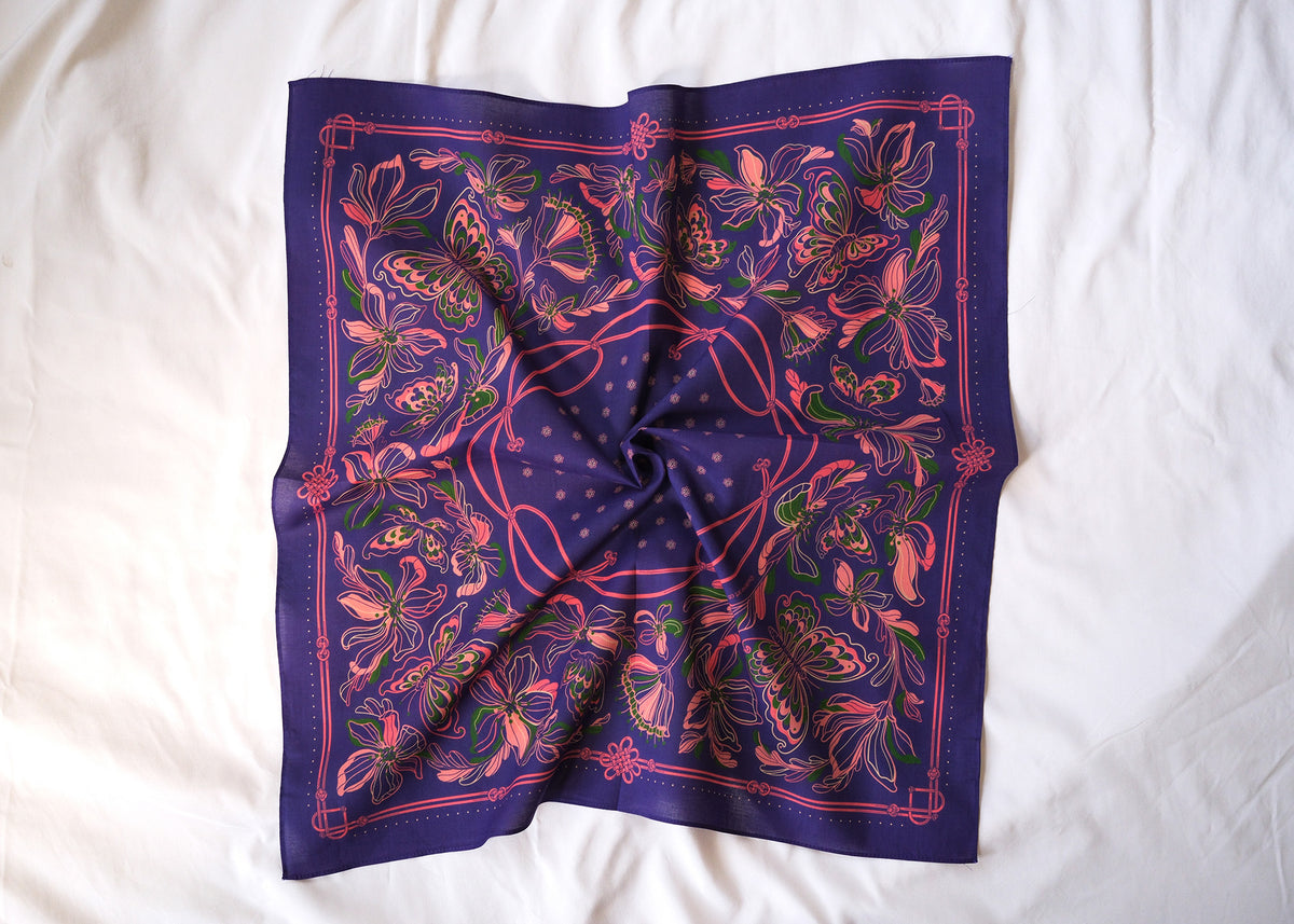 Whispering Butterfly Bandana (Deep Purple) — Korean Knot Art Collection